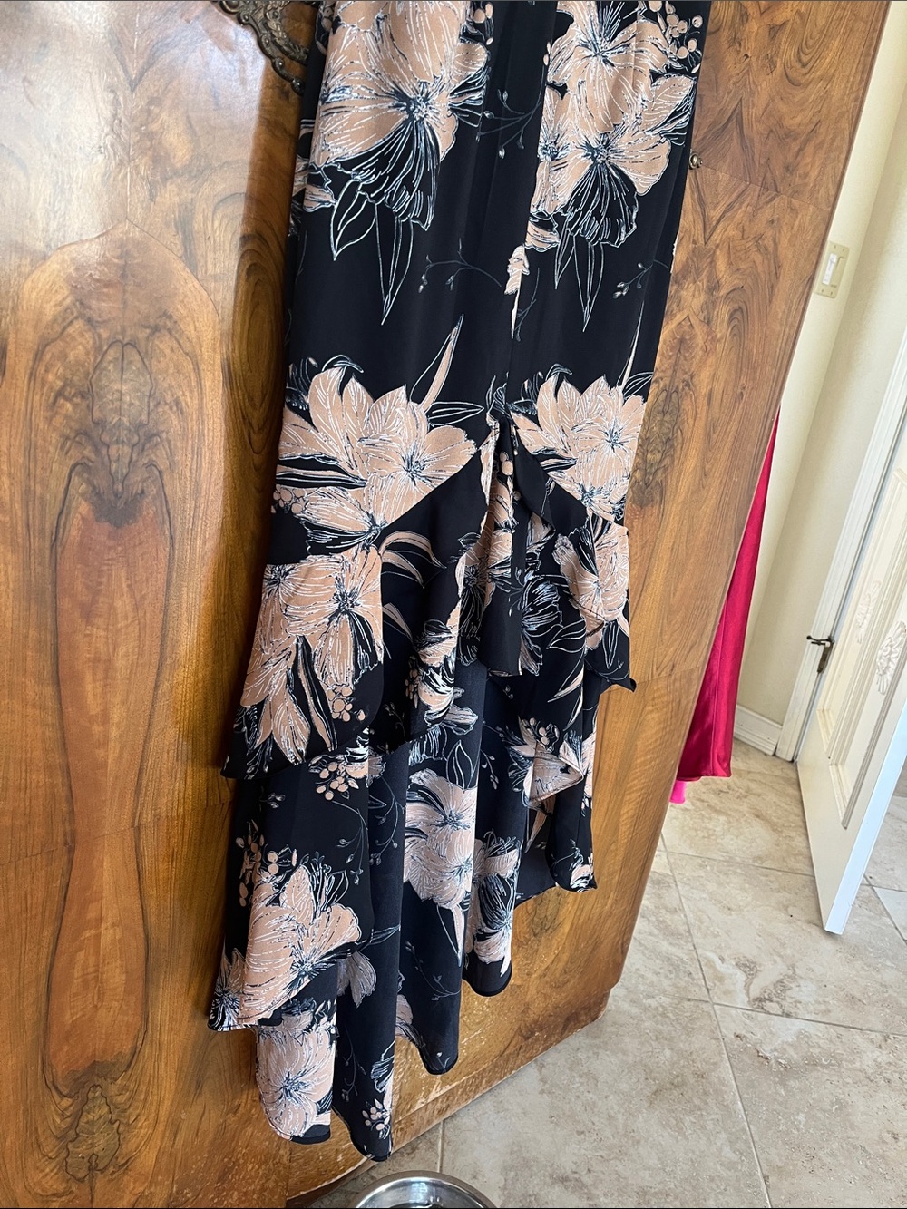 Lulus Black Floral High-Low Slip Dress Size Medium - New With Tags! - Picture 10 of 11